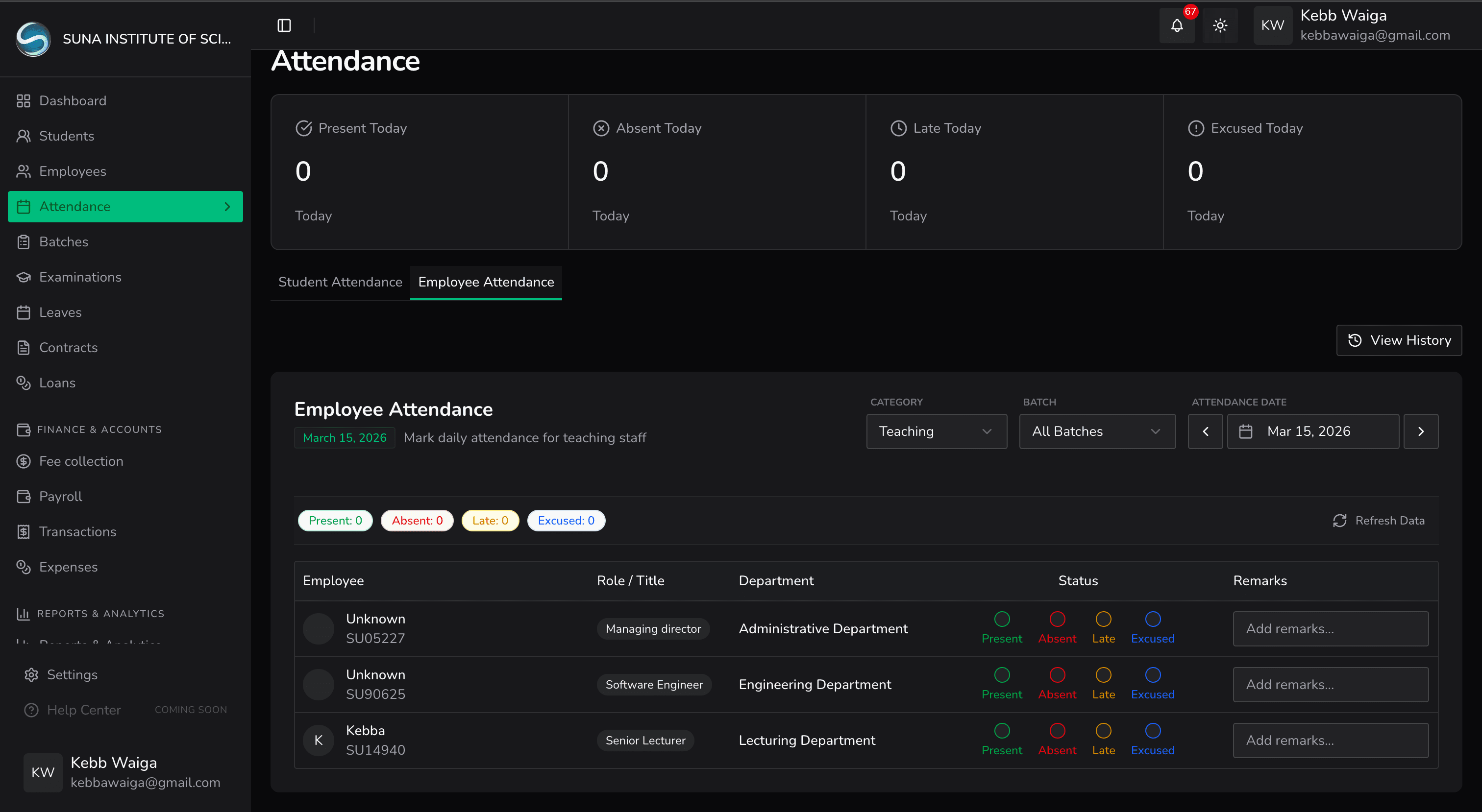 Employee attendance — EduGambia